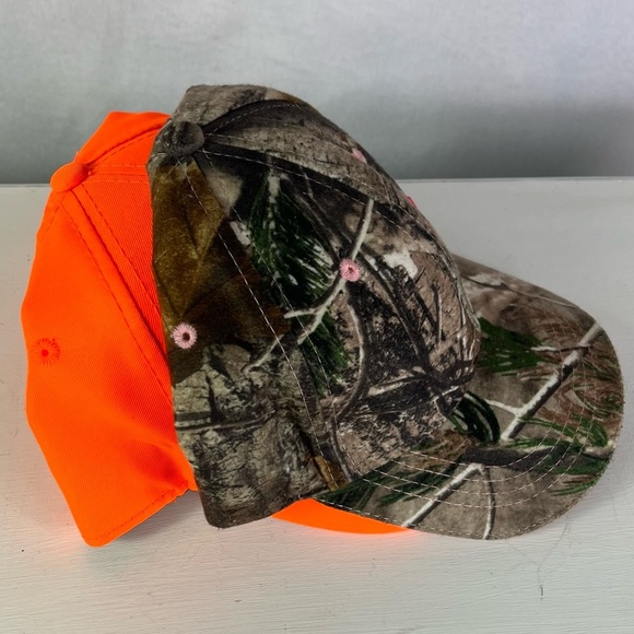 Team Realtree hunting orange & camouflage accents adjustable  women’s caps - Picture 6 of 13